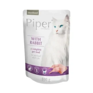 Hrana Umeda pentru Pisici, Piper Cat Adult Sterilizat cu Iepure, 100 g