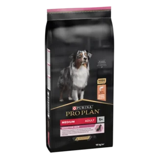 PRO PLAN® SENSITIVE SKIN Adult, bogat in somon, talie medie, hrana uscata pentru caini, 14kg
